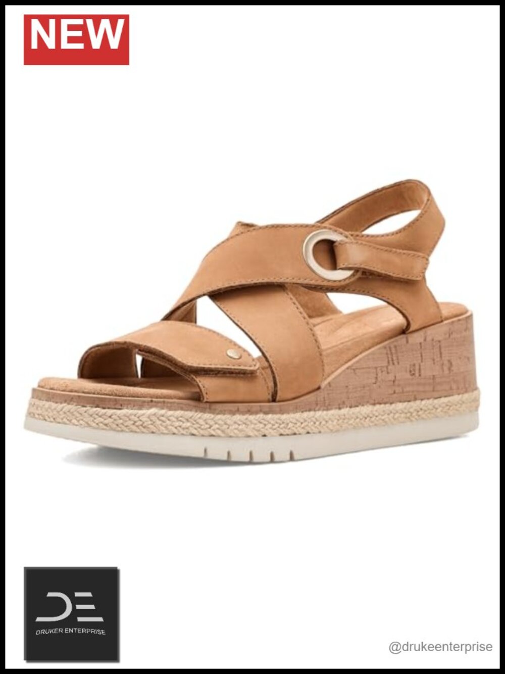 Clarks Kidiki Sun Sandals Wedge Heels Tan Nubuck Adjustable Straps